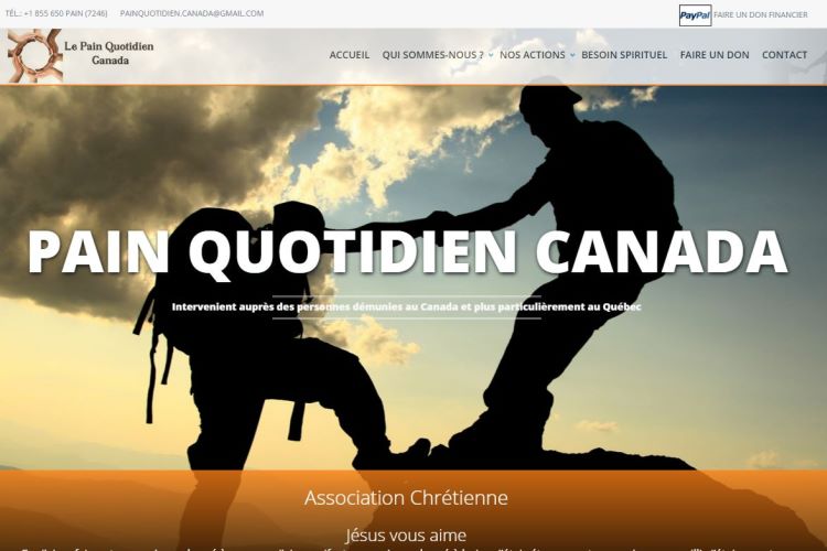 Conception Web pour l'association Pain quotidien Canada